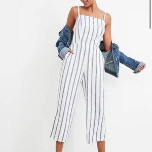 Striped Linen-Blend Cami Jumpsuit WITH POCKETS
